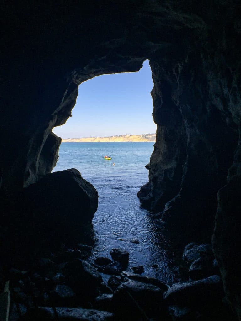 Looking out of the Sunny Jim Cave to the Pacific Ocean.