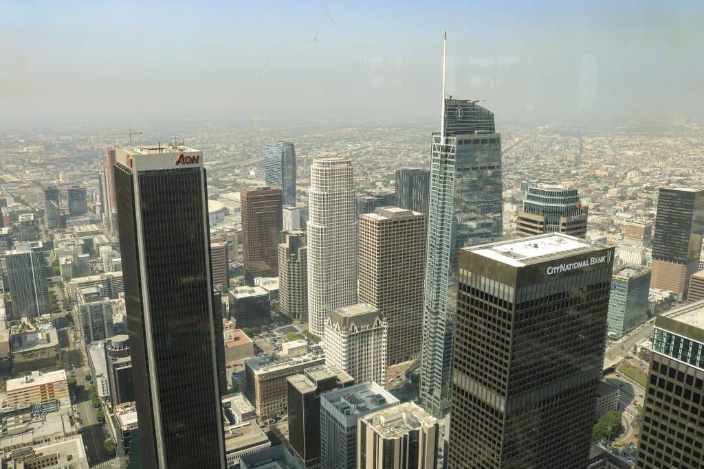 View of DTLA from the observation deck of the U.S. Bank Tower.