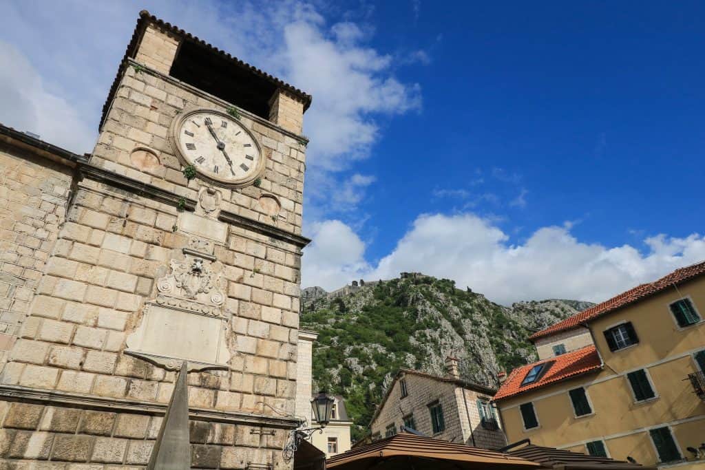 Clock Tower in Kotor, Montenegro that can be seen on a Dubrovnik day trip to Kotor