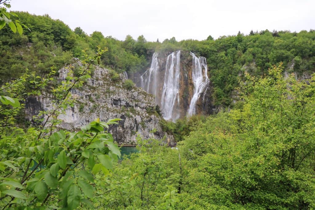 View of The Great Waterfall (Veliki Slap) from the walk down into the park