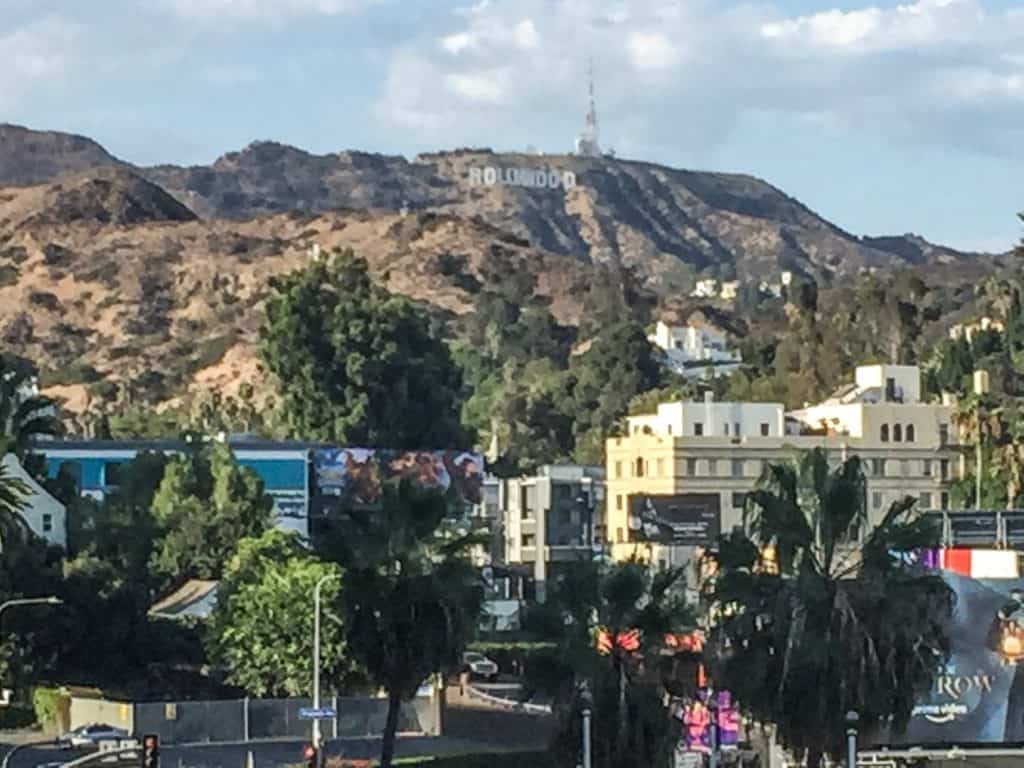 Zoomed in view of the Hollywood Sign