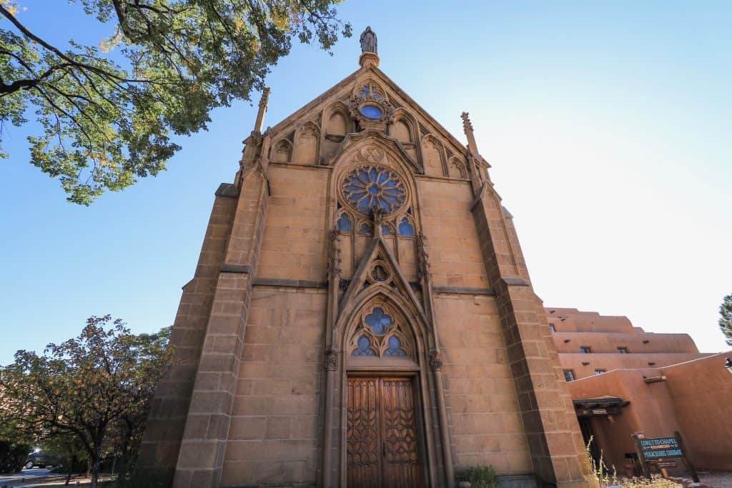 Front entrance of the Loretto Chapel