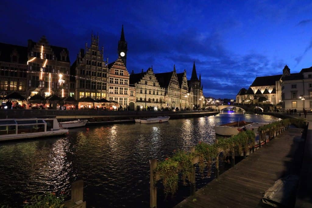 Blue Hour in Ghent is truly magical along the Graslei...