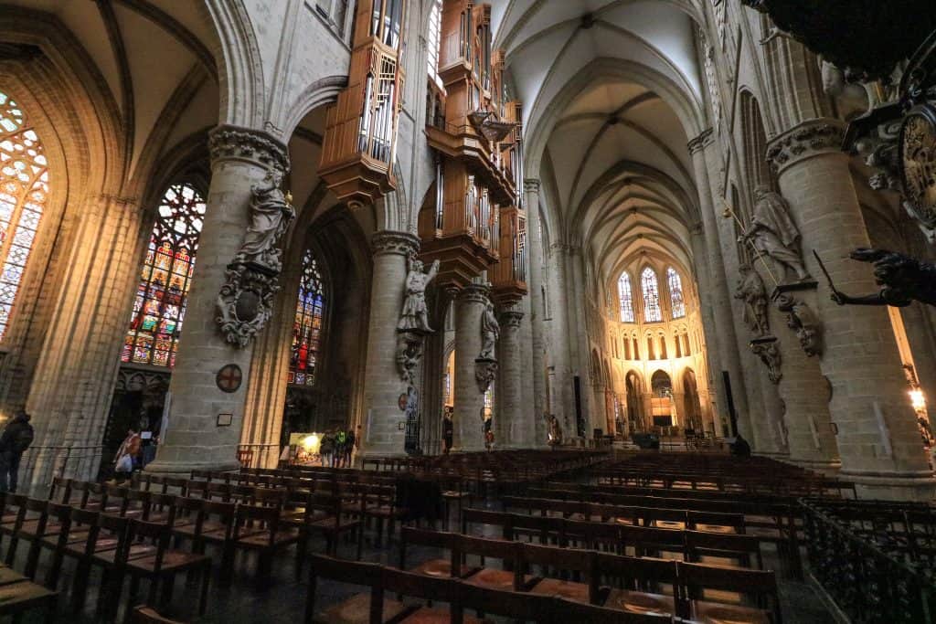 Inside the gorgeous St. Michael and St. Gudula Cathedral