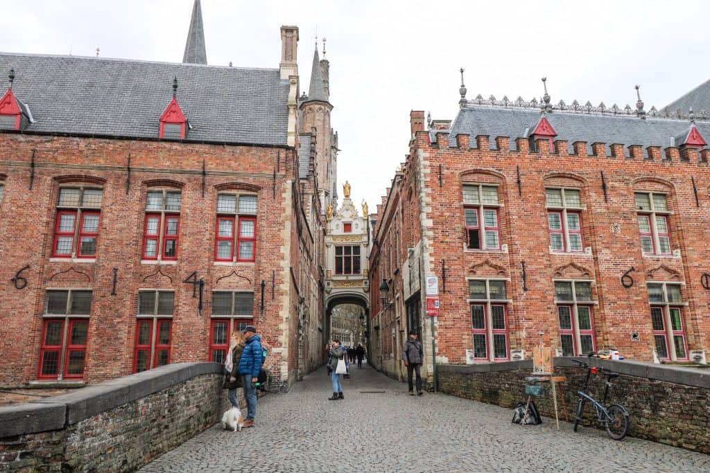 The Burg Square is through the alleyway from the canal side