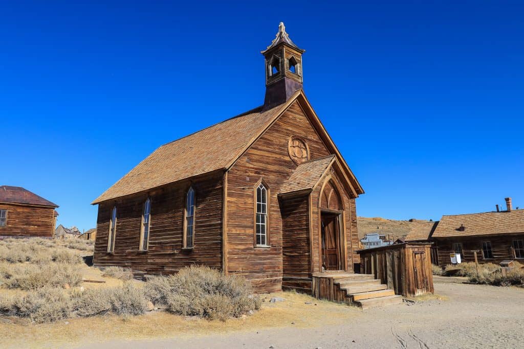 The Methodist Church is one of the best-preserved buildings in Bodie Ghost Town