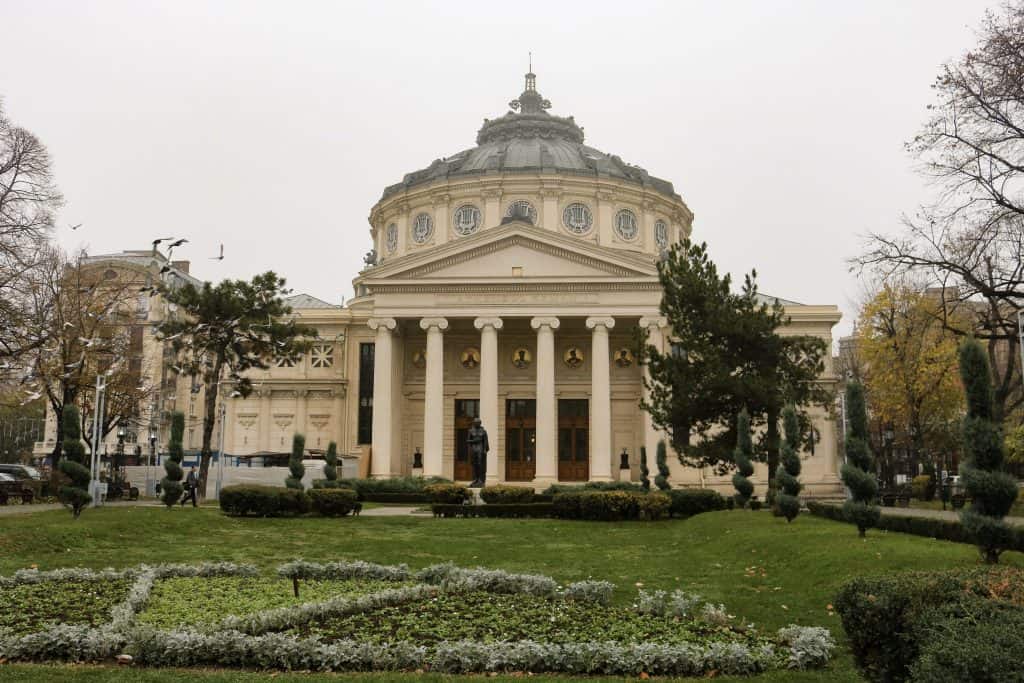 The beautiful and ornate Romanian Athenaeum Concert Hall in Bucharest.