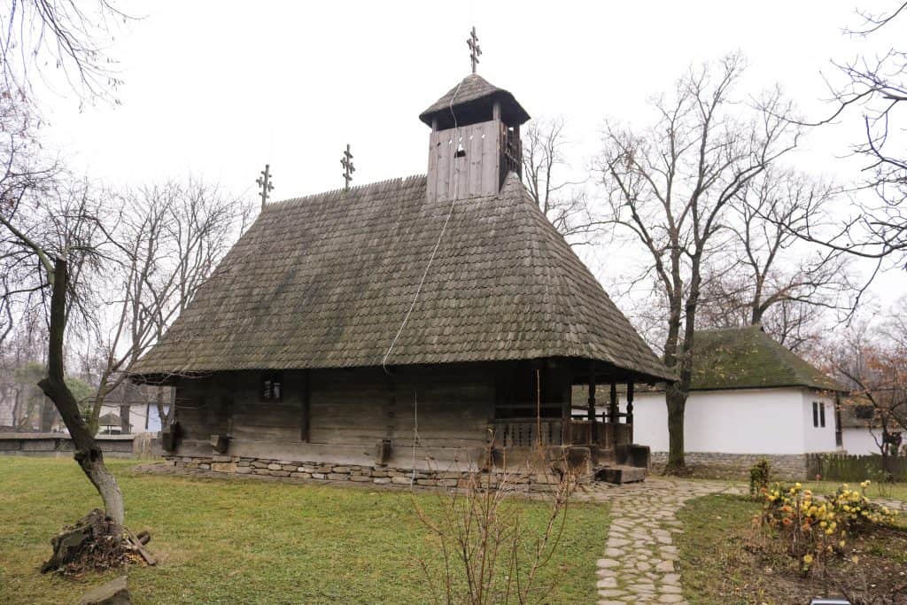A beautiful old church from a Romanian village at the Village Museum.