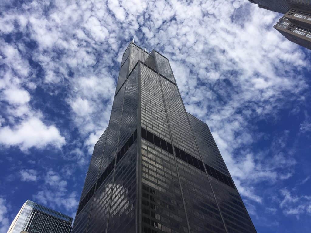 Willis Tower viewed from the street level.
