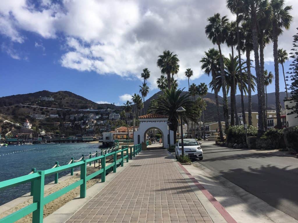 Walkway of Via Casino along Avalon Bay on Catalina Island