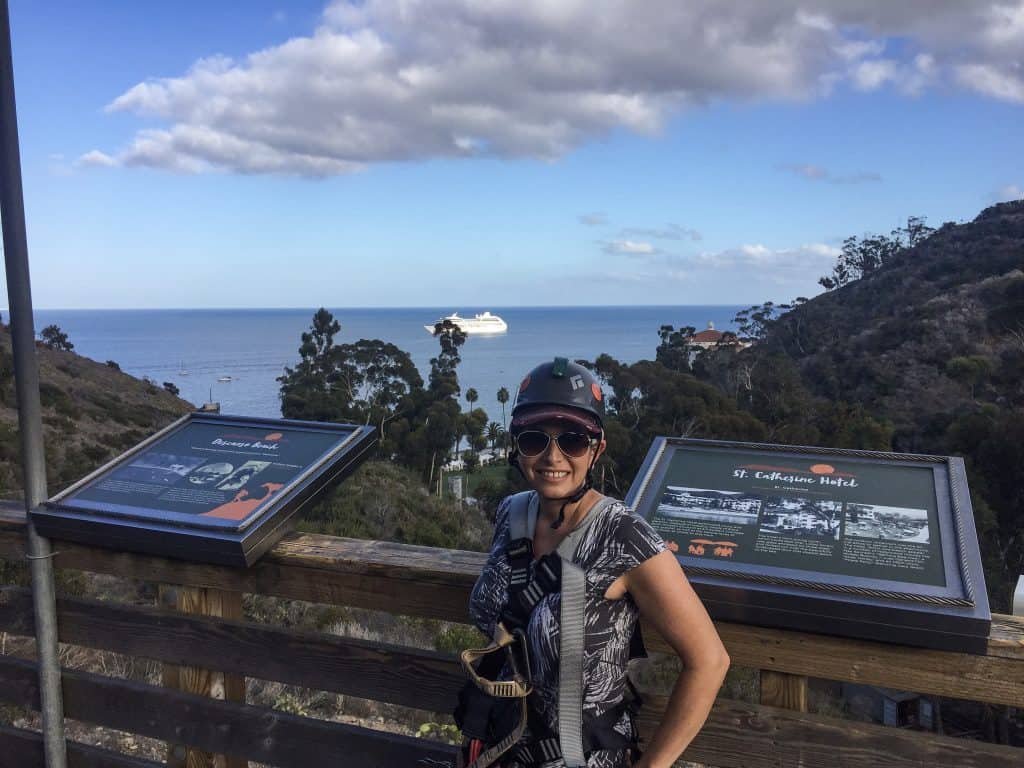 Viewpoint of ocean on a zip line platform