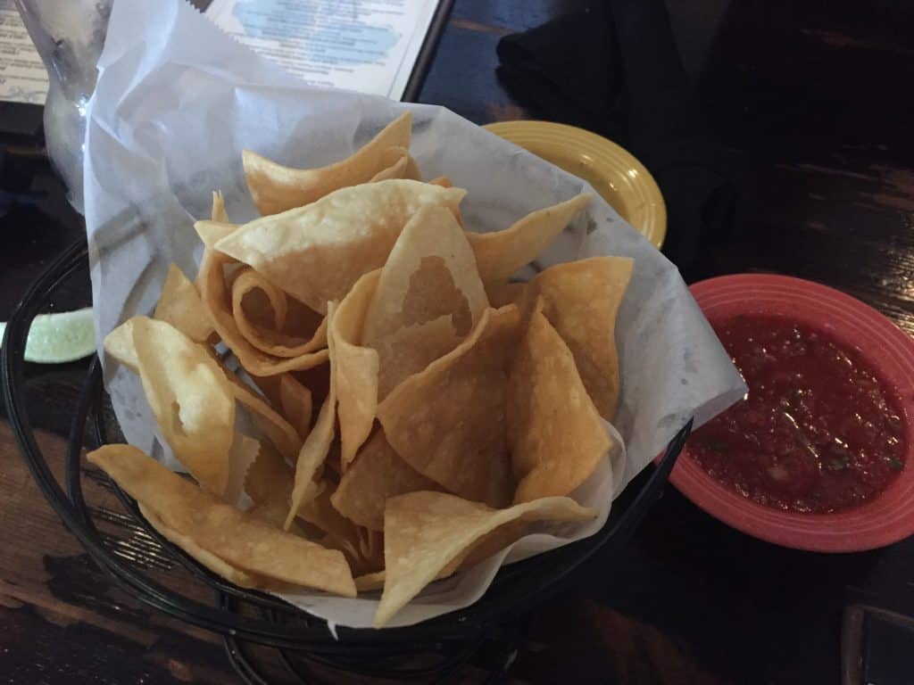 Homemade chips and salsa.