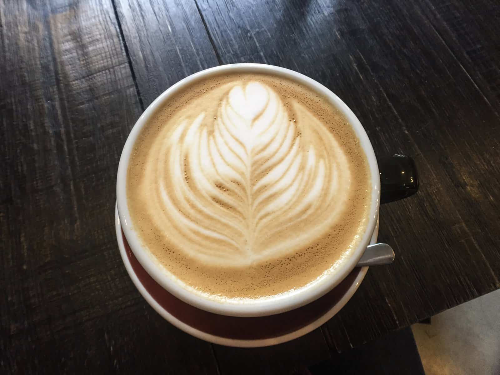 Latte art at a local coffee shop.