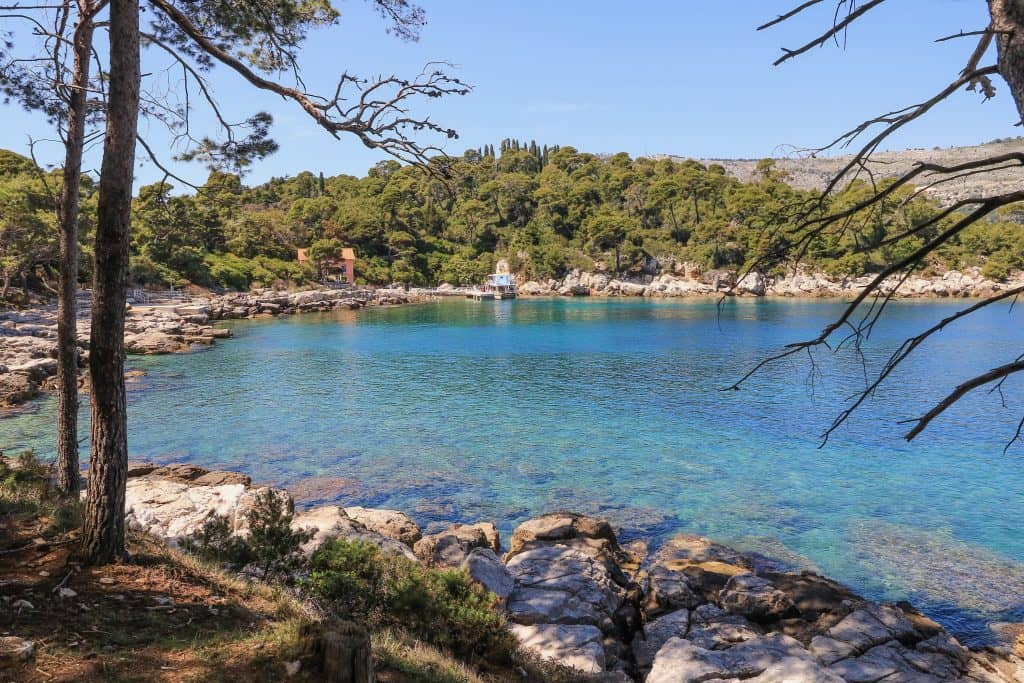 View of the bay where the ferry docks on Lokrum Island.