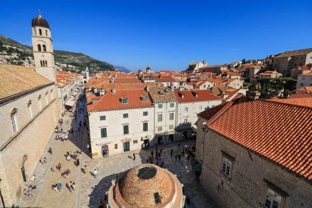 View the Stradun from up top on the City Walls