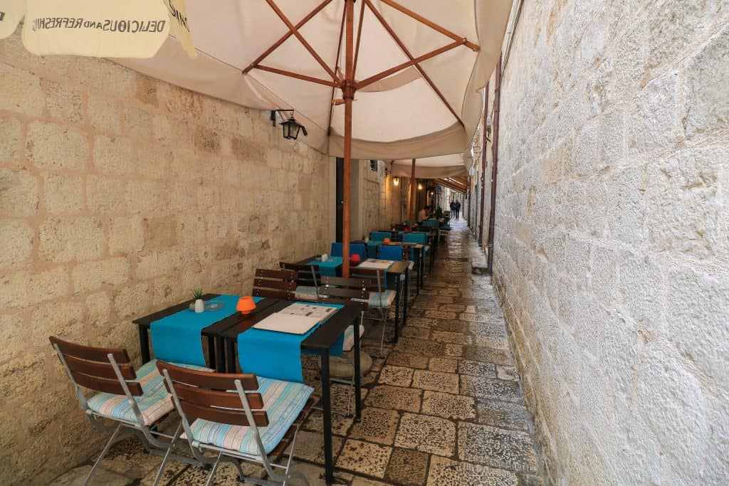 Charming restaurant on an small street in Old Town Dubrovnik