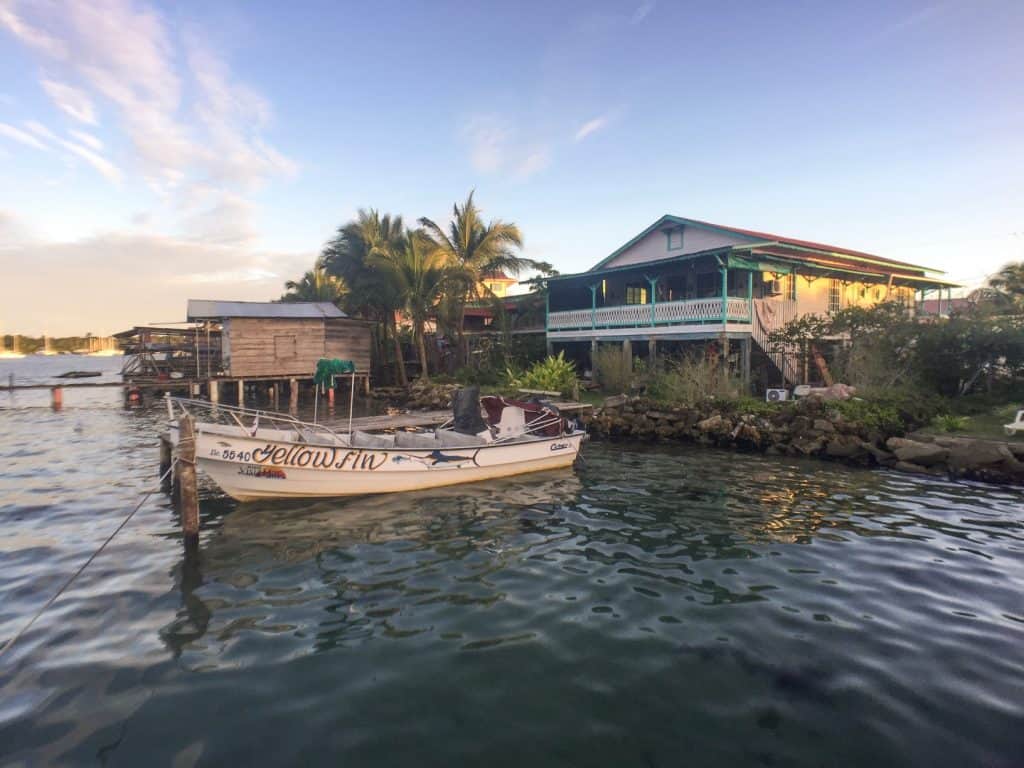 Boat docked on Bocas del Toro