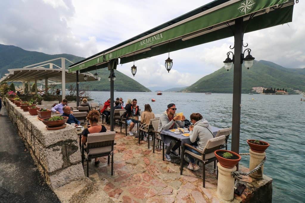 Waterfront cafe in Perast, Montenegro