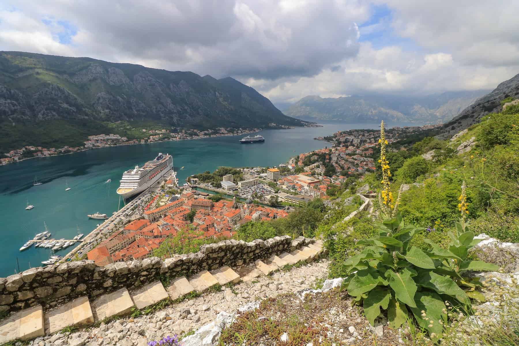 View of the Bay of Kotor from the hike up t San Giovanni Fortress.