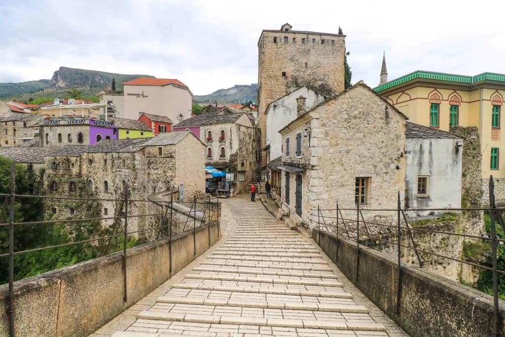 Walking over Stari Most (Old Bridge)