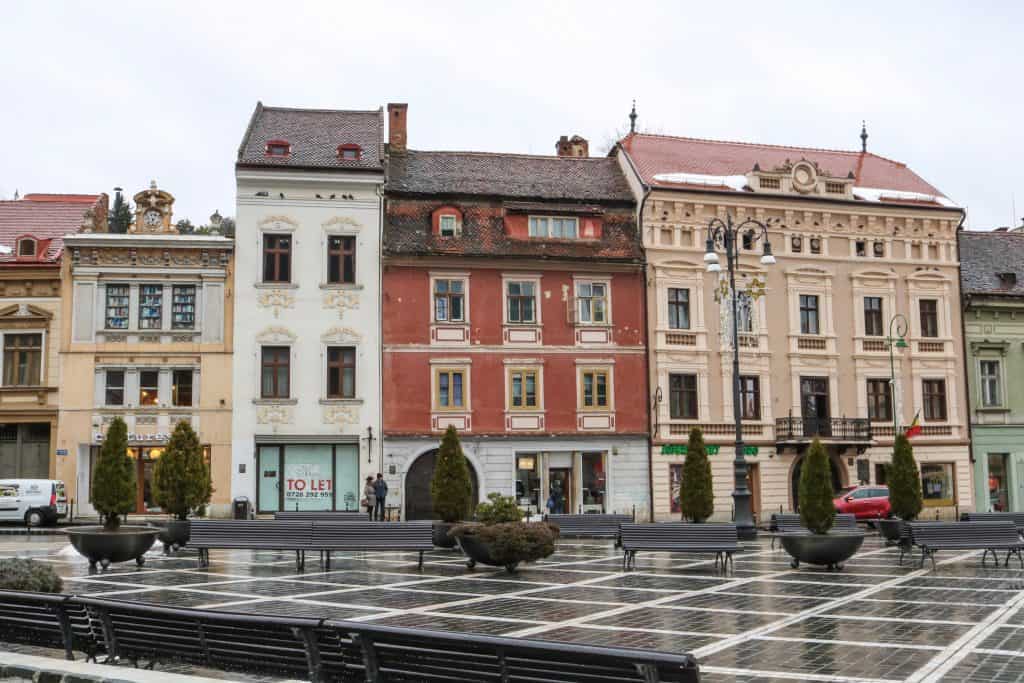Charming and colorful buildings along Piata Stafului