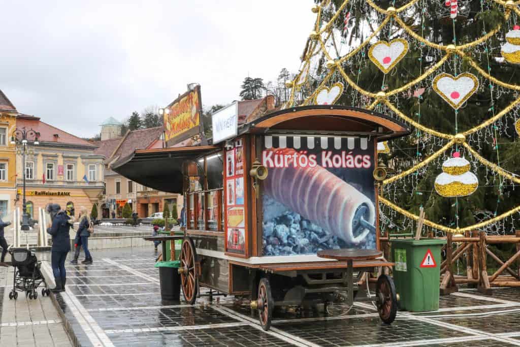 You can find a kurtos kalacs cart in Piata Stafului