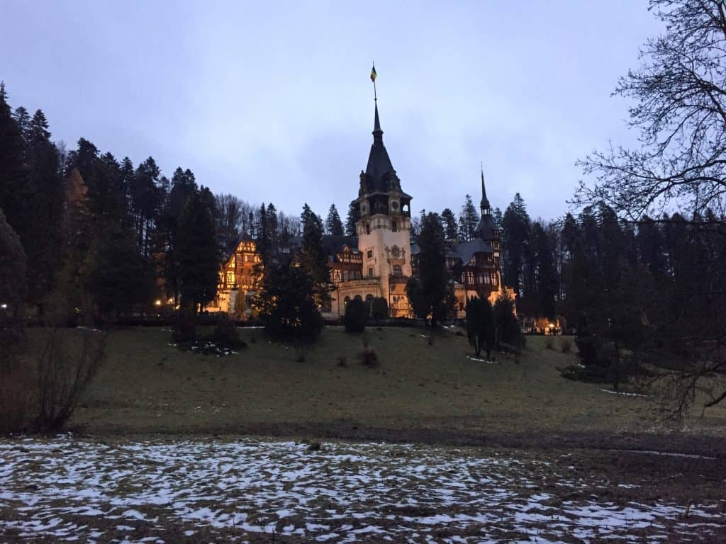 Peles Castle beautifully lit up in the early evening as I was leaving...
