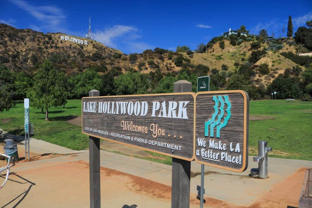 Lake Hollywood Park offers fantastic views of the Hollywood Sign.