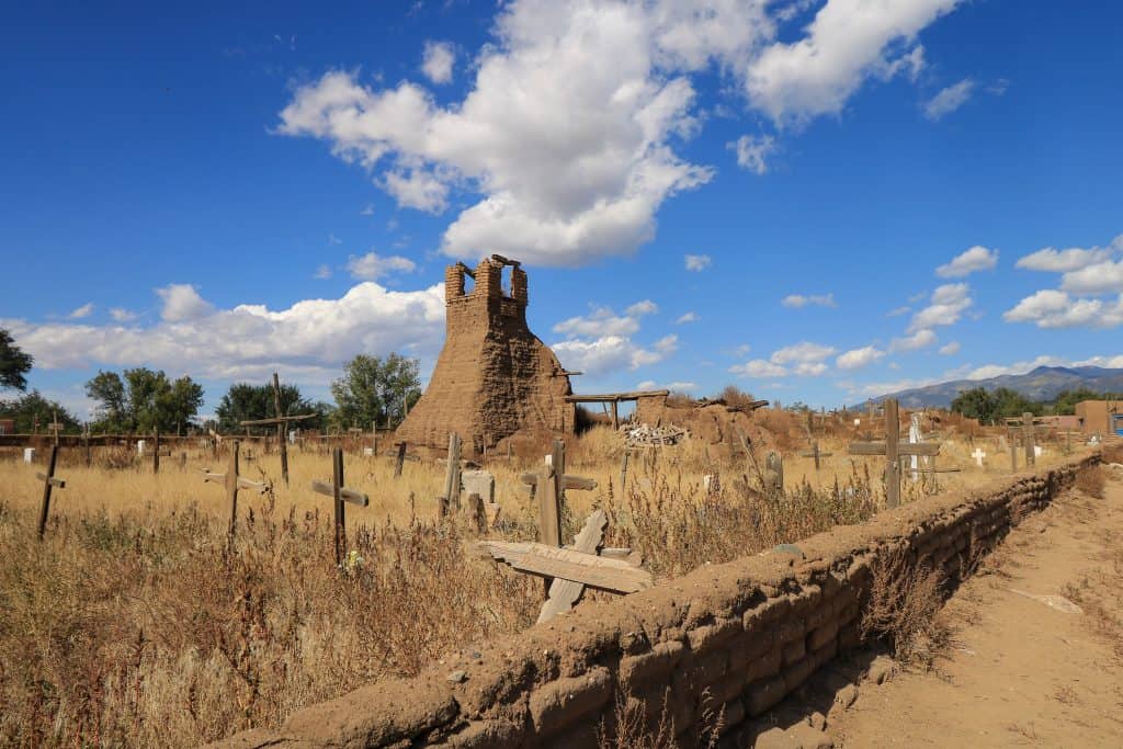 Graveyard and ruins at Taos Pueblo in Taos, New Mexico.