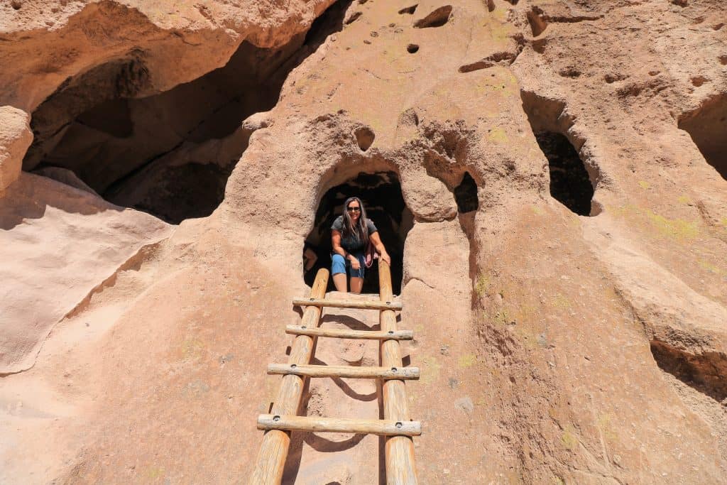 I felt like a kid climbing up to the cave dwelling entrance (hole) at Bandelier National Monument.
