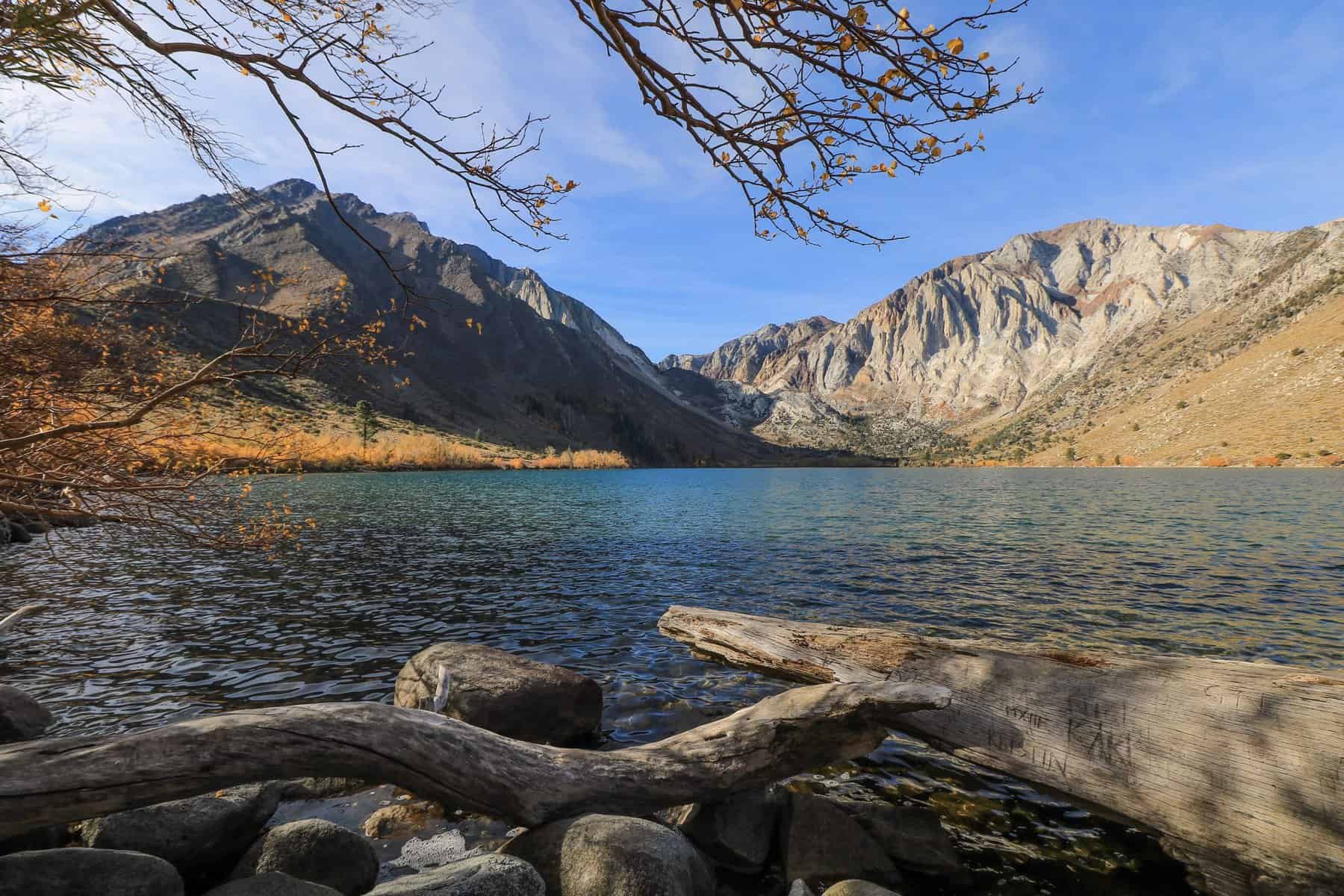 Convict Lake is one of the lakes near Mammoth Lakes