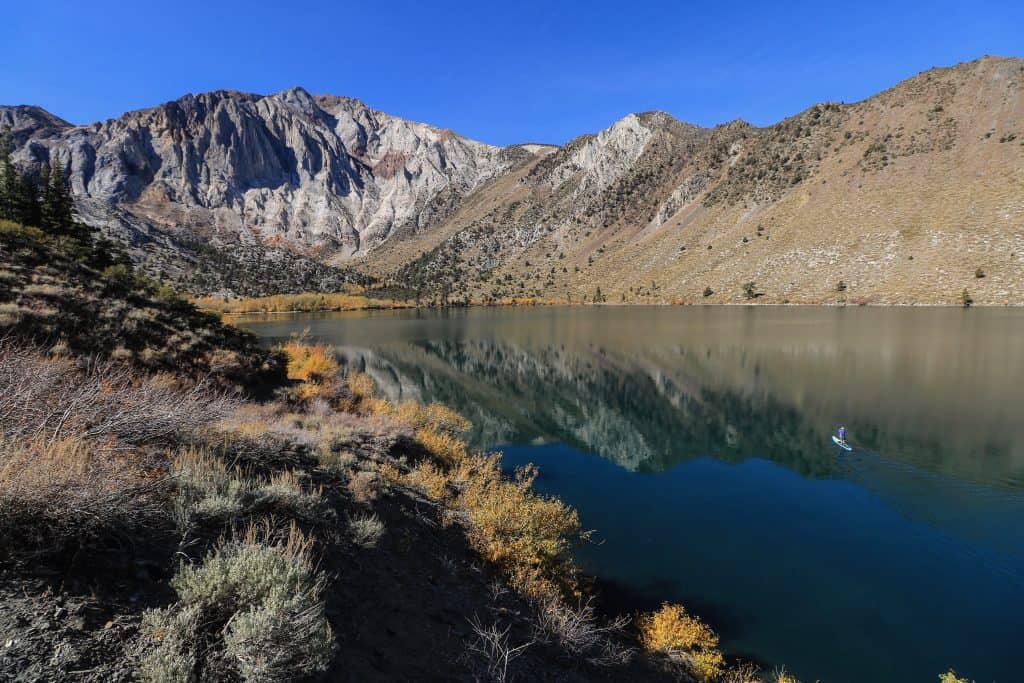 Convict Lake is a great place to kayak and paddle boarding