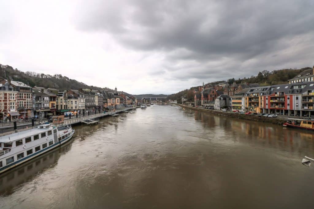 Rainy clouds don't take away from the Meuse River's beauty...