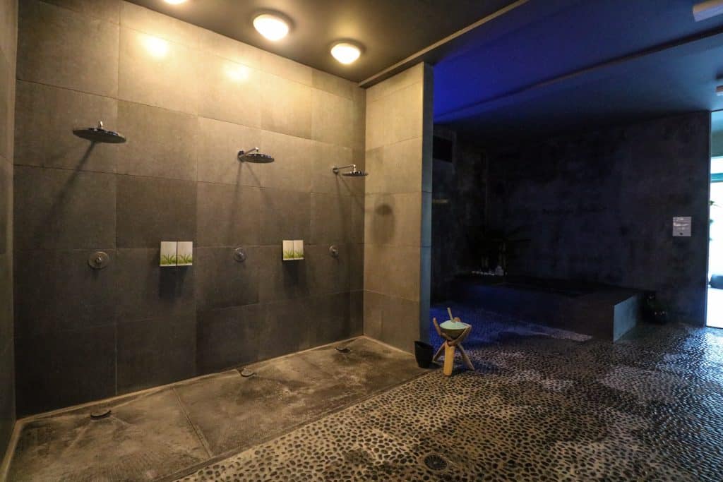 The spa is an excellent place in Dinant to relax with its huge open shower next to the pool.