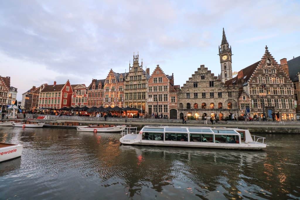 Depending on the weather, there are both open and enclosed boats to take a boat ride on River Leie