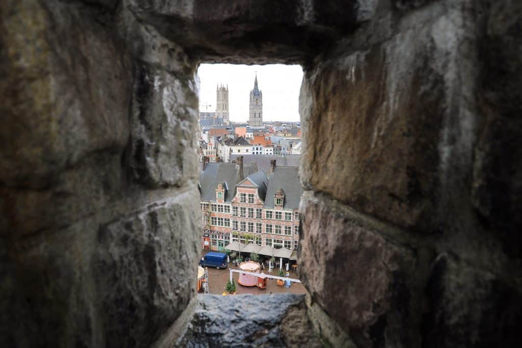 Peeping down to the town from the top of the castle