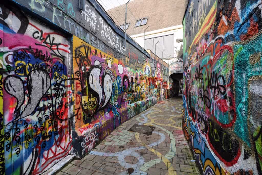 Wandering the colorful graffiti road...