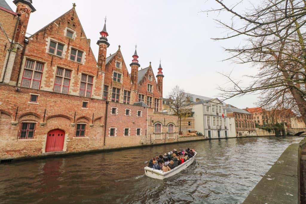 Cruising along the canals of Bruges...