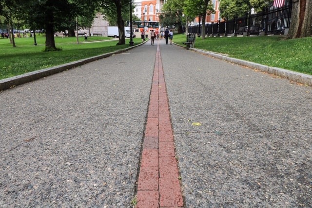 The red bricks will lead you the entire 2.5 miles of the Boston Freedom Trail