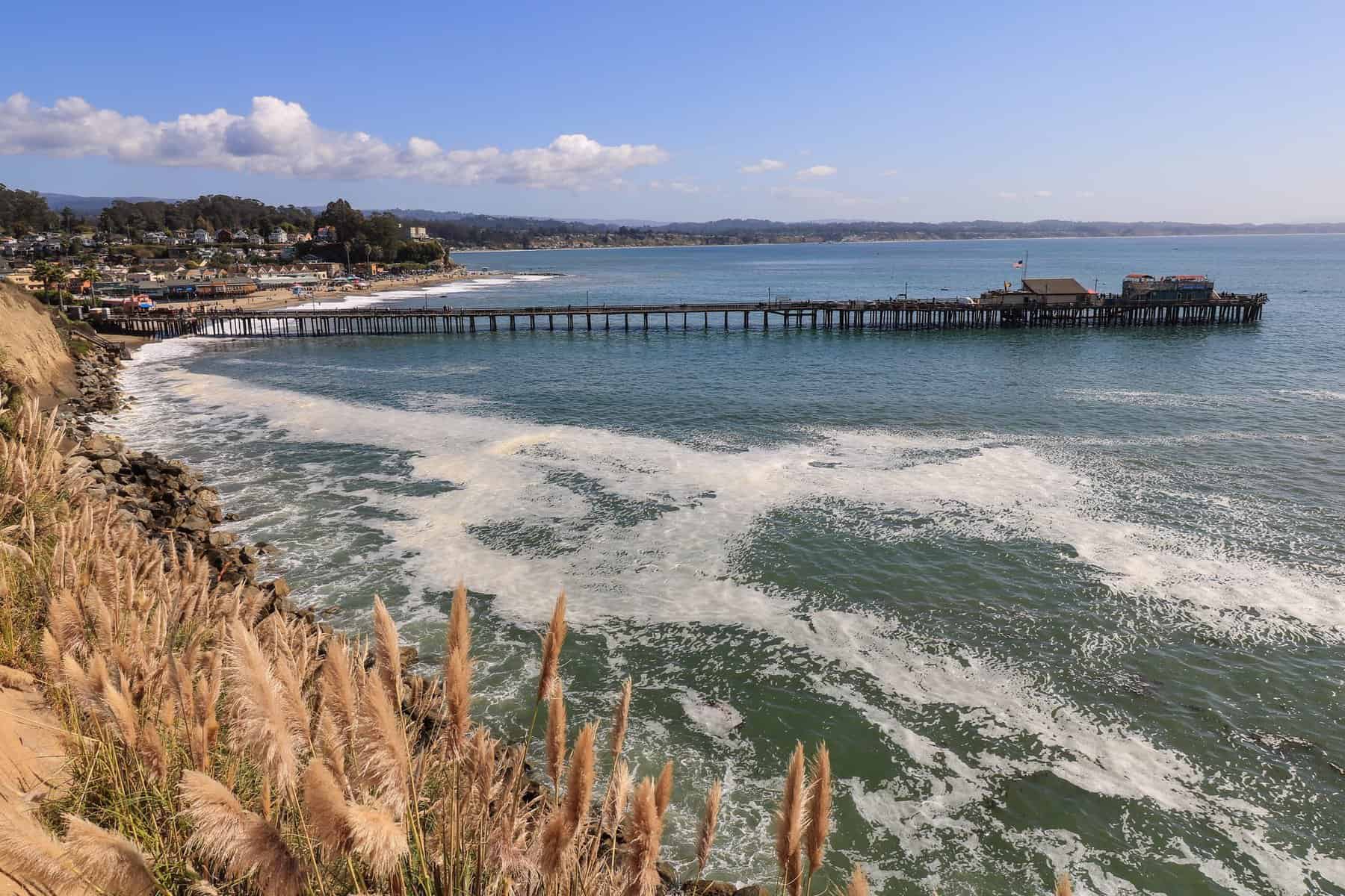 Sunny California beach and pier in Capitola
