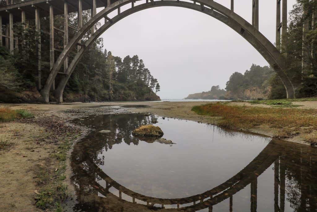 Reflection of the bridge in the creek below