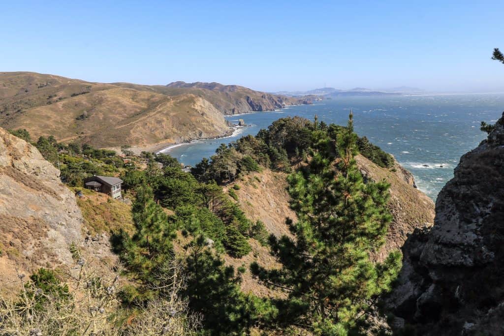 The beach below in the distance is Muir Beach!