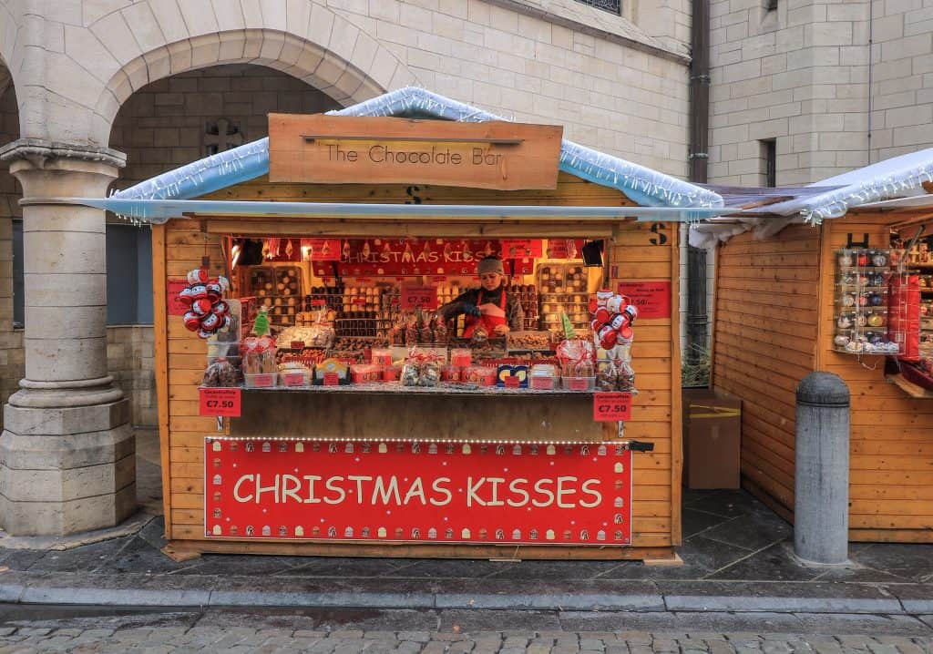 A charming Christmas market stall named Christmas Kisses