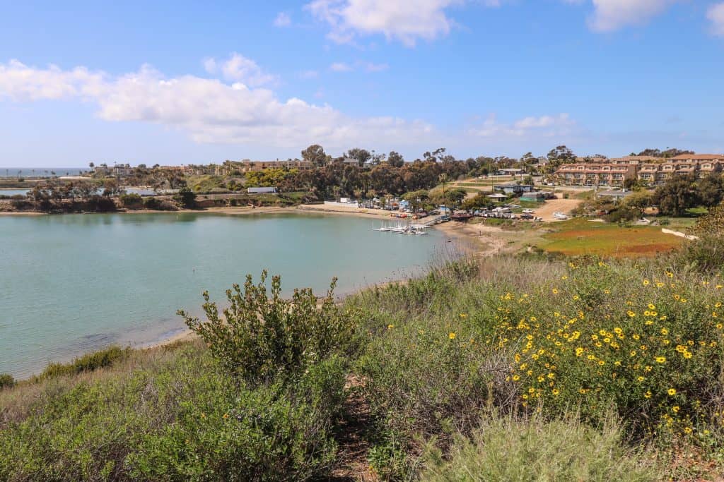 View of the area of Carlsbad Lagoon where you can dock boats and jet skis as there is a ramp here
