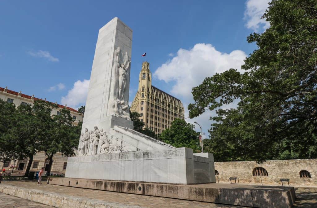 A large memorial to the Alamo called the Alamo Cenotaph in San Antonio, Texas.