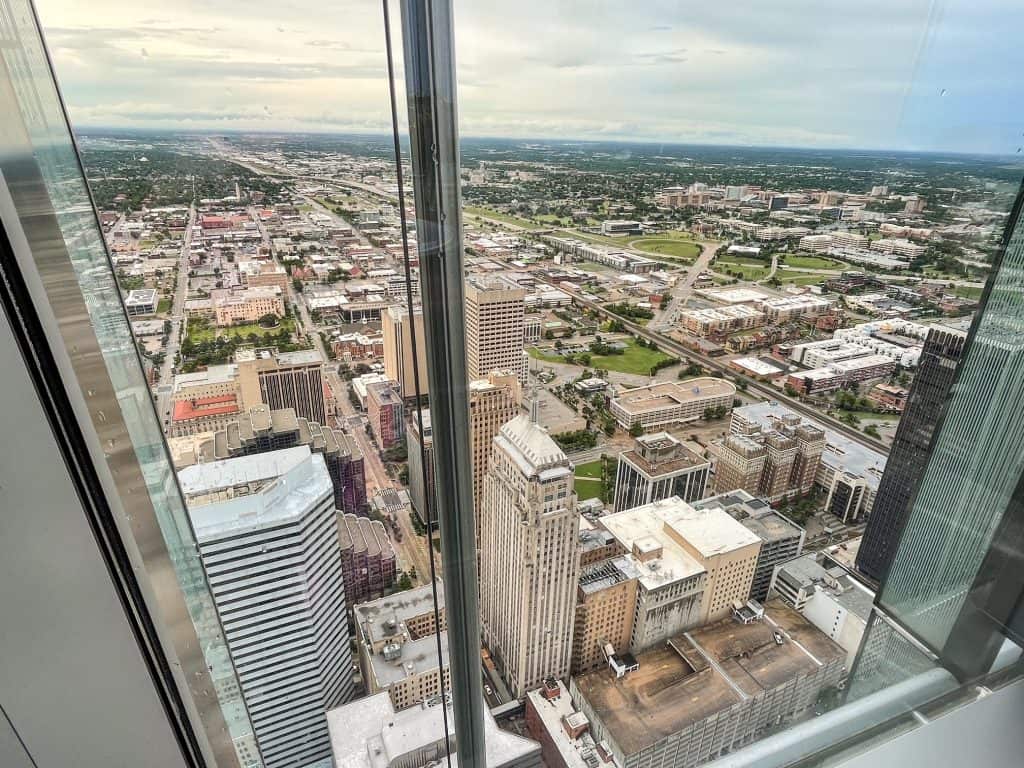 View of Oklahoma City from the top of the Devon Tower while eating dinner at VAST.
