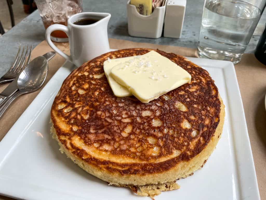 The largest and thickest pancake I have ever had with salted butter on top is the best breakfast in Oklahoma City at Kitchen No. 234.