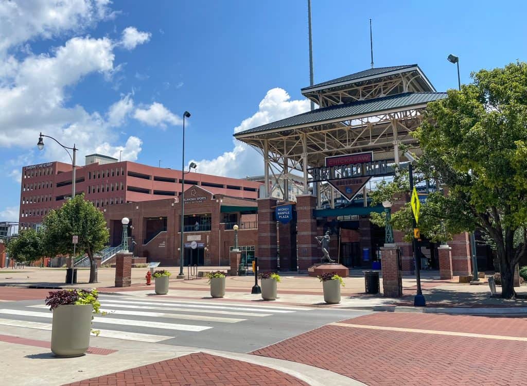 Front entrance to the Chickasaw Baseball Park where the OKC Dodgers play.