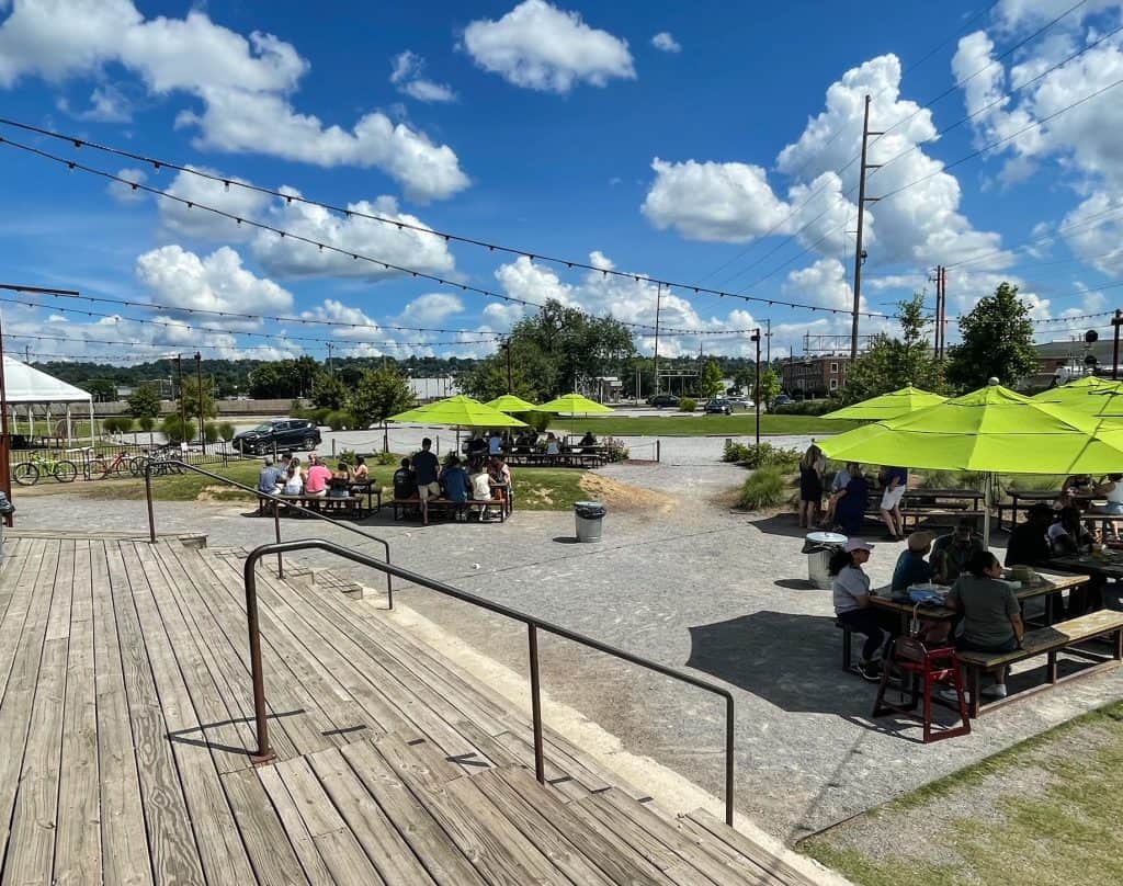 Outdoor patio and beer garden at Back Forty.