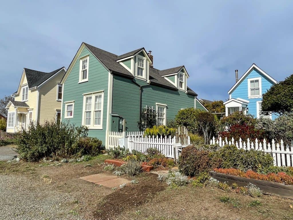 Walking in town admiring three bright colored houses is one of the top things to do in Mendocino County.